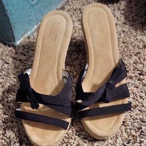 J. Crew Black and Tan Women's Mules